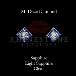 Diamond 3-Color  Mid Size -  Sapphire Outline, Lt. Sapphire Center, Clear Fill