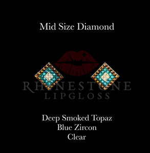 Diamond 3-Color  Mid Size-  Deep Smoked Topaz Outline, Blue Zircon Fill, Clear Center