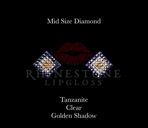 Diamond 3-Color  Mid Size -  Tanzanite Outline, Clear Center, Golden Shadow Fill