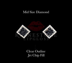 Diamond Mid Size - Clear Outline, Jet Chip Fill