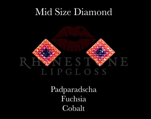 Diamond 3-Color  Mid Size -  Padparadscha Outline, Fuchsia Center, Cobalt Fill