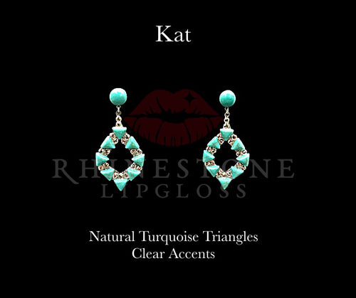 Kat Dangle Post Top - Natural Turquoise Triangles with Clear Accents