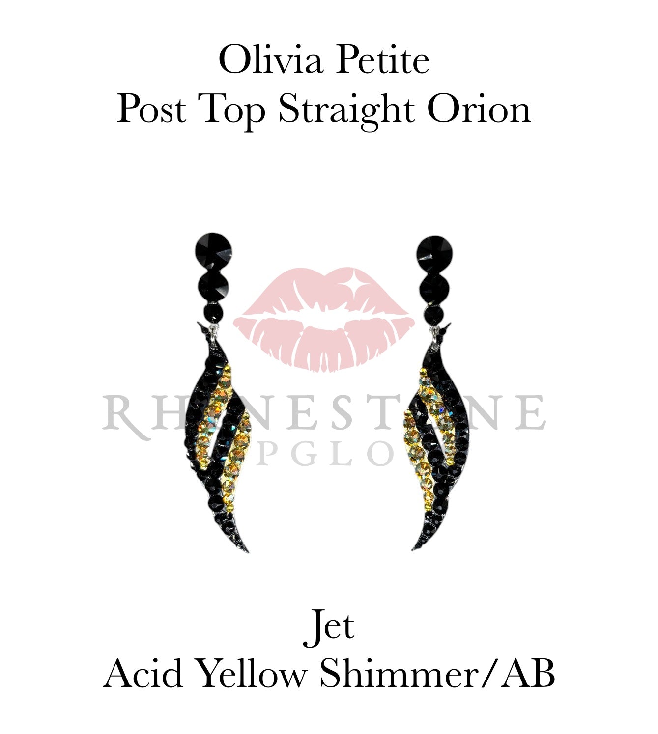 Olivia Petite Exclusive Post Top from Straight Orion - Jet, Acid Yellow Shimmer/AB Earrings