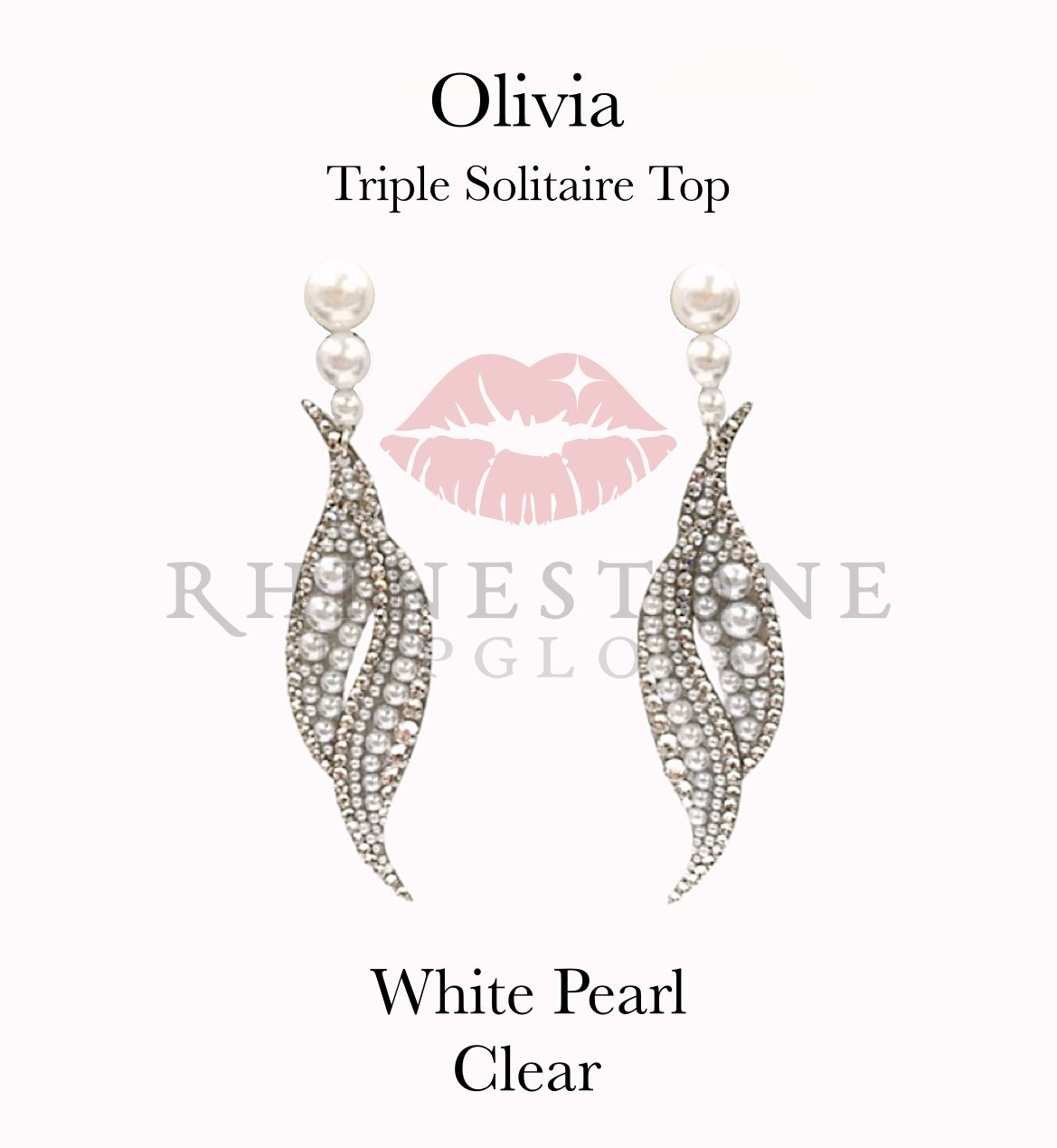 Olivia Triple Solitaire Top White Pearl and Clear