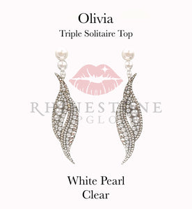 Olivia Triple Solitaire Top White Pearl and Clear