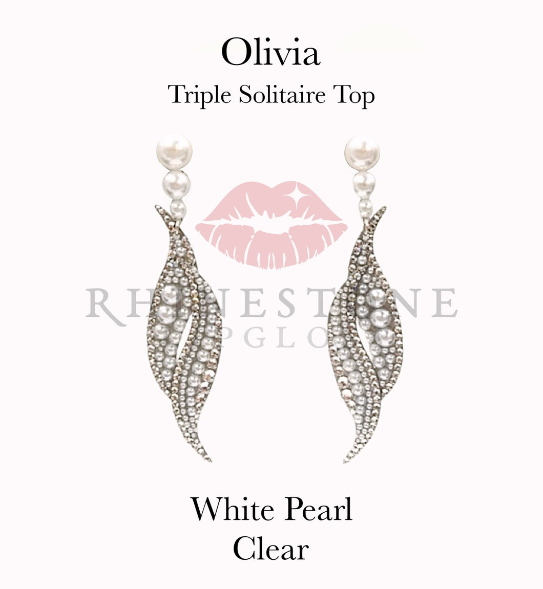 Olivia Triple Solitaire Top White Pearl and Clear