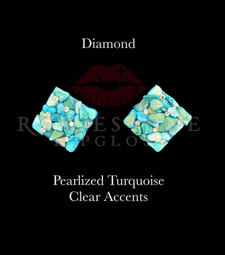 Diamond - Pearlized Natural Turquoise, Clear Accents