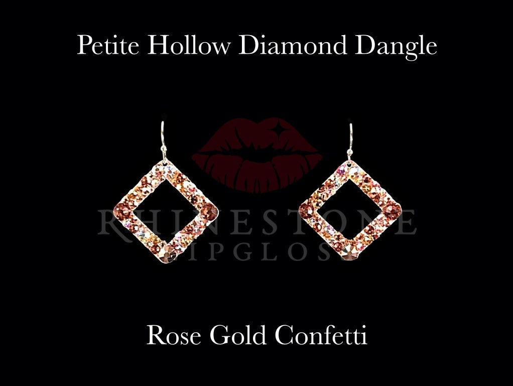 Petite Hollow Diamond Dangle - Confetti Rose Gold