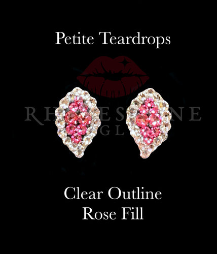 Petite Teardrop Clear Outline Rose Fill