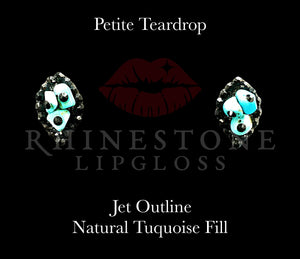 Petite Teardrop Jet Outline, Natural Turquoise Fill, Jet Accents