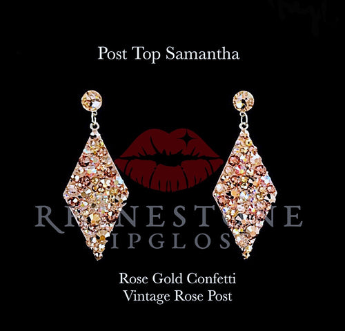 Samantha Confetti in Rose Gold with Vintage Rose Post Top