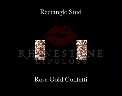 Rectangle Stud Confetti Rose Gold