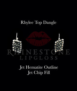 Rhylee Top Dangle Jet Hematite Outline, Jet Chip Fill