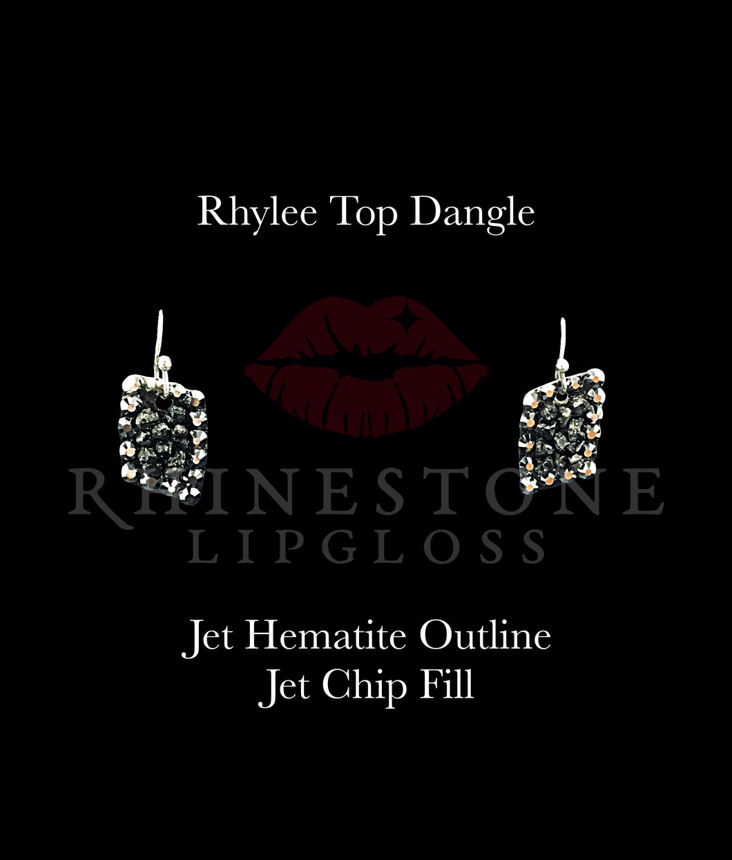 Rhylee Top Dangle Jet Hematite Outline, Jet Chip Fill