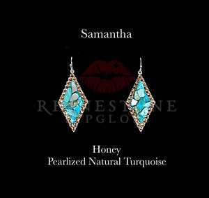 Samantha Honey Outline Pearlized Natural Turquoise Fill