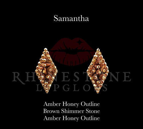 Samantha Amber Honey Outline, Brown Shimmer Stone Fill, Amber Honey Accents