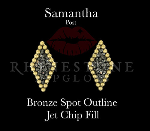Samantha Bronze Spot Outline, Jet Chip Fill