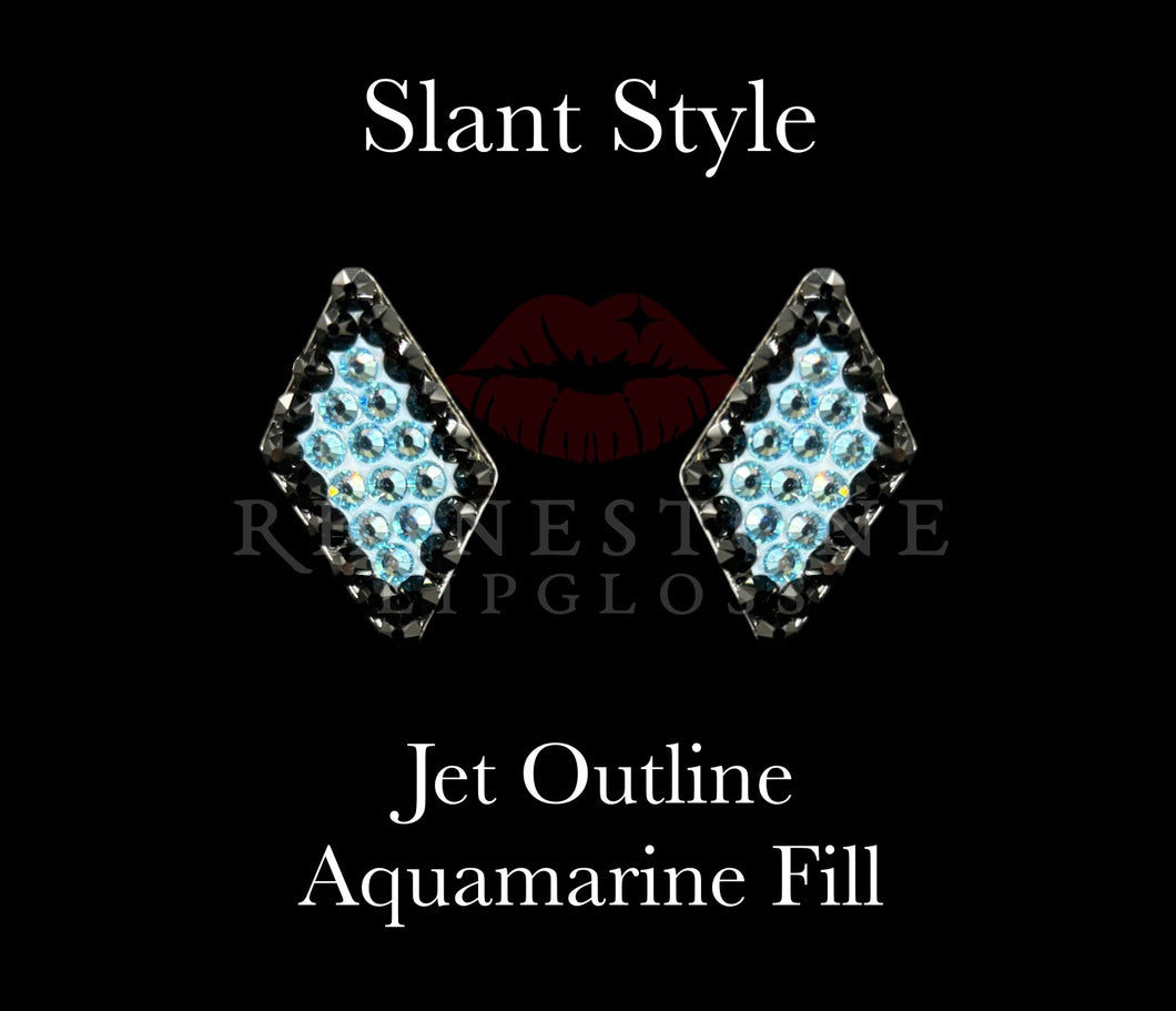 Slant Style Jet Outline Aquamarine Fill