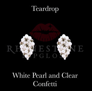 Teardrop Confetti Clear & White Pearl