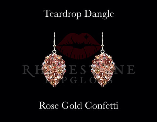 Teardrop Dangle Confetti Rose Gold