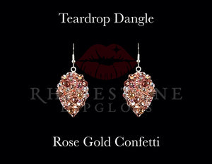 Teardrop Dangle Confetti Rose Gold