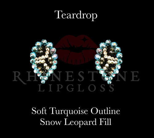 Teardrop Soft Turquoise Outline, Snow Leopard Fill