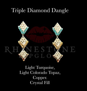 Triple Diamond Dangle - Light Turquoise, Light Colorado Topaz, Copper, Crystal Fill