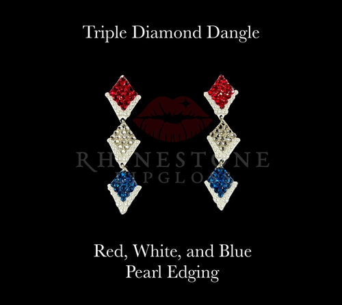 Triple Diamond Dangle - Red, White, Blue with Pearl Edging