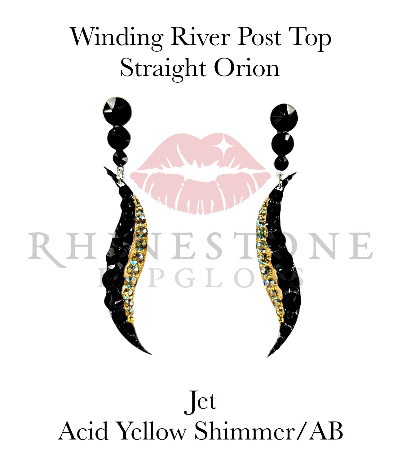 Winding River Exclusive Post Top from Straight Orion - Jet, Acid Yellow Shimmer/AB Earrings
