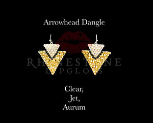 Arrowhead Dangle Tri Color Dangle - Aurum, Jet Line, Clear Top