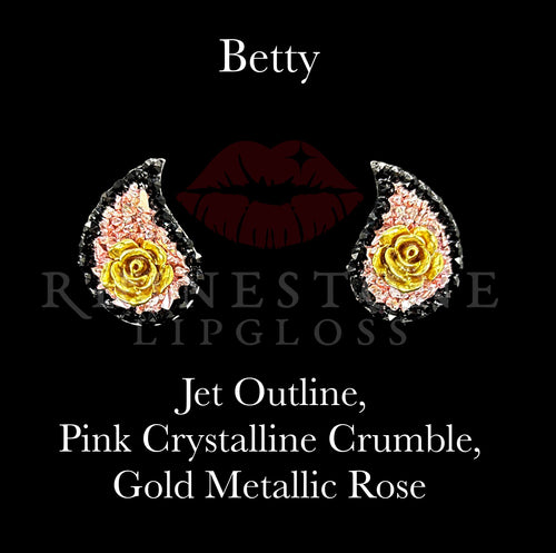 Betty - Jet Outline, Pink Crystalline Crumble, Gold Metallic Rose