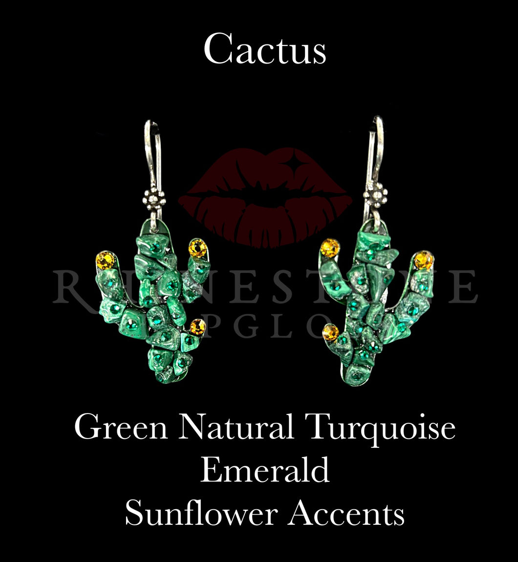 Cactus - Green Natural Turquoise, Sunflower Flowers, Emerald Accents