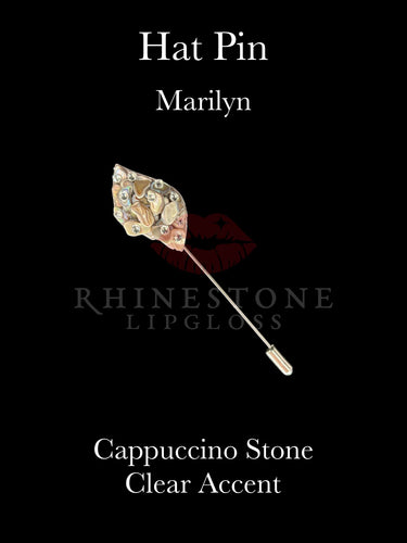 Hat Pin - Marilyn Cappuccino Natural Stone with Clear Accents