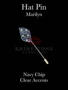 Hat Pin - Marilyn Navy Blue Chip with Clear Accents