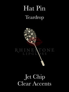 Hat Pin - Teardrop Jet Chip with Clear Accents