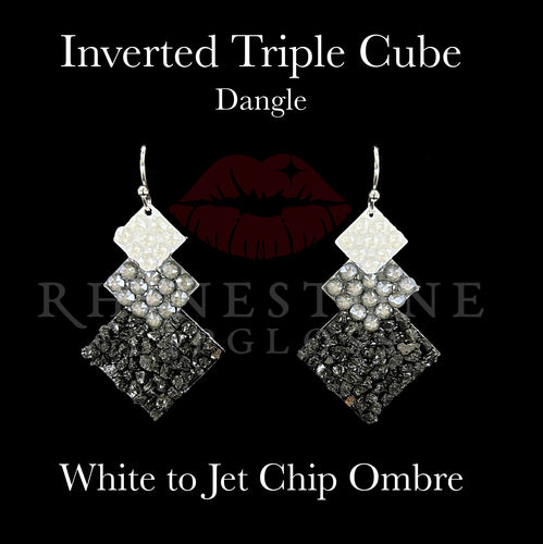 Triple Cube Dangle (Inverted) White to Jet Chip Ombre