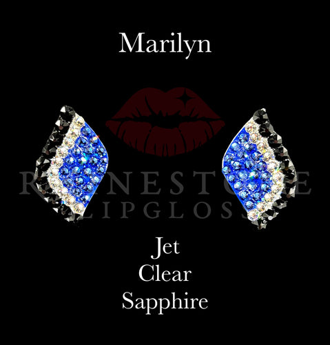 Marilyn Wave 3-Color Jet Edge, Clear Center, Sapphire Fill