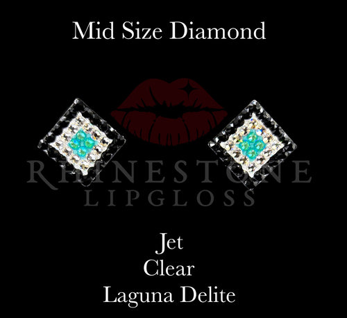 Diamond 3-Color  Mid Size -  Jet Outline, Clear Center, Laguna Delite Fill