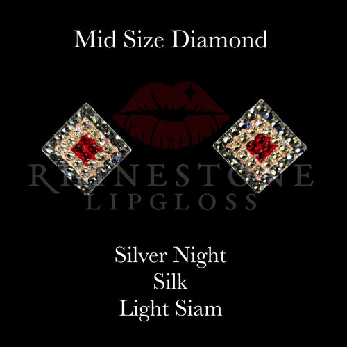 Diamond 3-Color  Mid Size - Silver Night Outline, Silk Center, Light Siam Fill