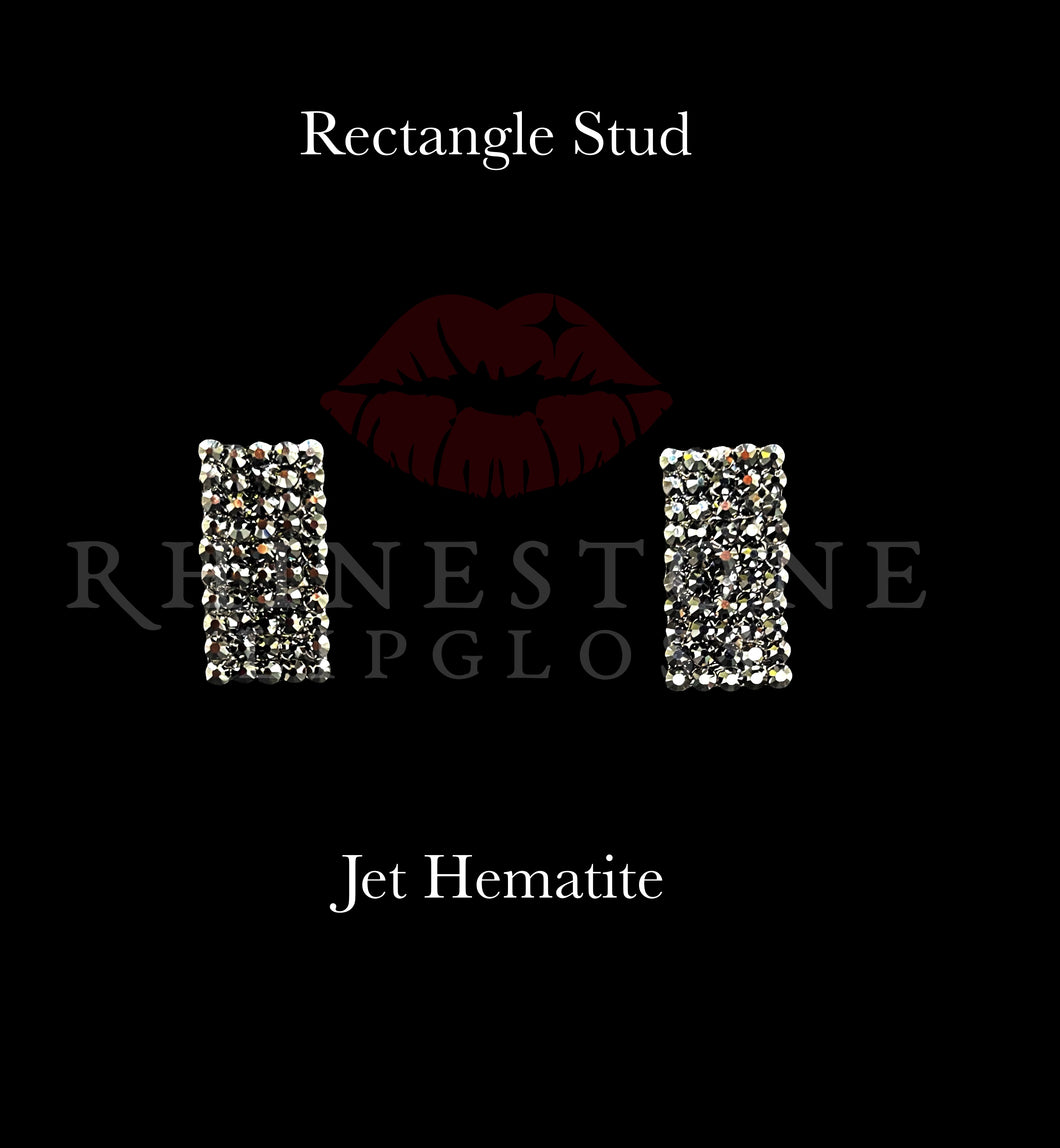Rectangle Stud Jet Hematite