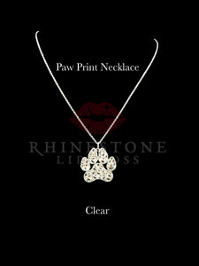Paw Print Necklace Clear 16" Chain