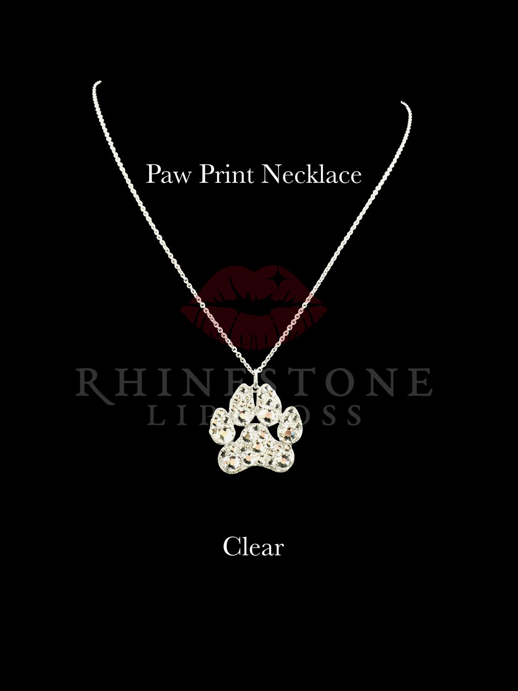 Paw Print Necklace Clear 16