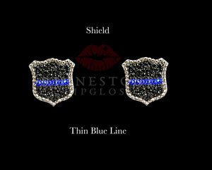 Badge - Police Thin Blue Line in Jet, Silver Night, Sapphire
